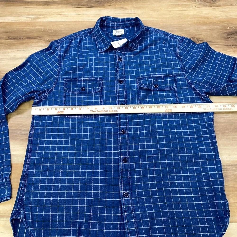 J. Crew Midweight Denim Work Shirt Mens L Heritage 100% Cotton Blue Indigo NWT